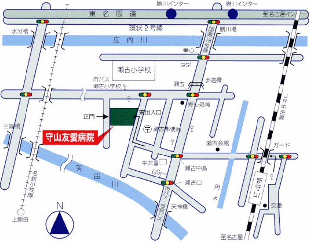 名古屋市守山区西部いきいき支援センター周辺の地図が表示されています。